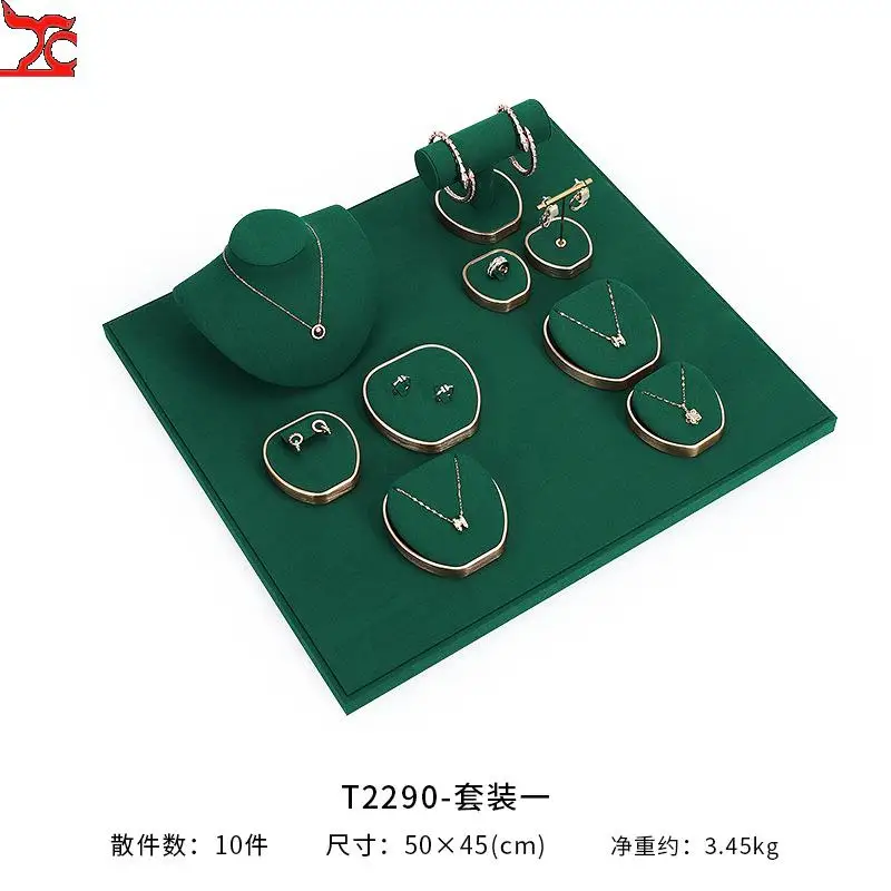 High Grade Green Jewelry Display Rack Earring Bracelet Jewelry Rack Microfiber Jewelry Counter Display Props In Stock