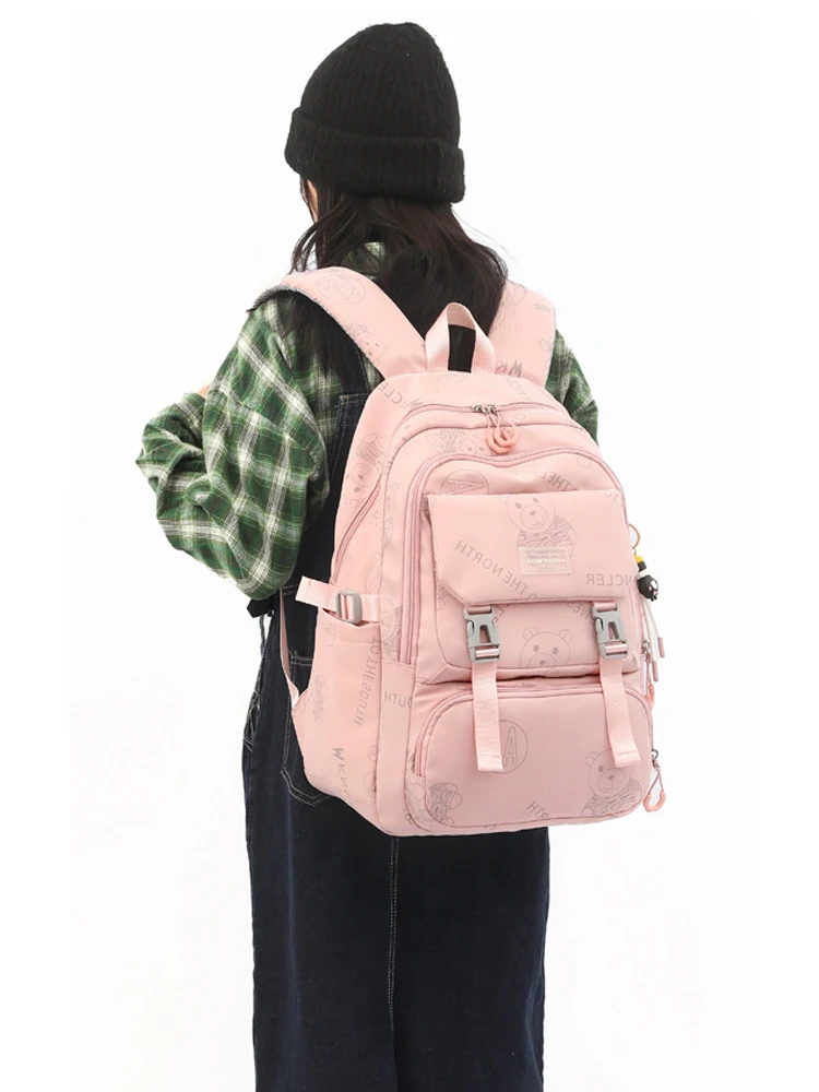 Fashionable Lightweight Girls Backpack Functional Pockets Teen School Backpack Water Resistant Bookbag for School Children