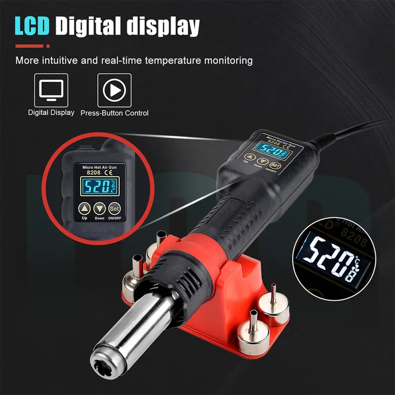 JCD 8208 Heat Gun Micro Soldering Station 750W Soldering Hot Air Gun LCD Digital Hair Dryer For BGA IC Welding Repair Tools - Image 4