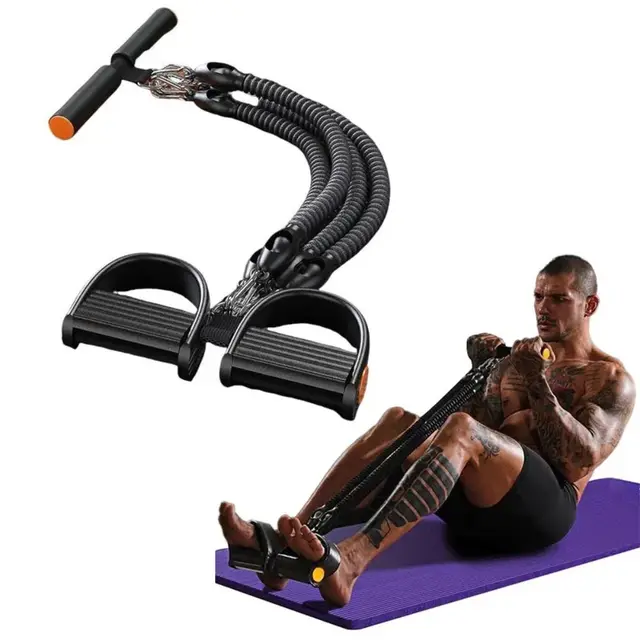 2/3/4-Strand Pedal Pull-Up Sit-Up Trainer 50/75/100 Pounds Heavy-Duty Pedal Tension Rope Non-Slip Multifunction 4