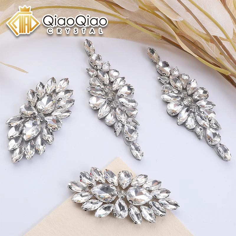 QIAO 2pcs Crystal Clear Rhinestones Ornament Iron on Diamond ...