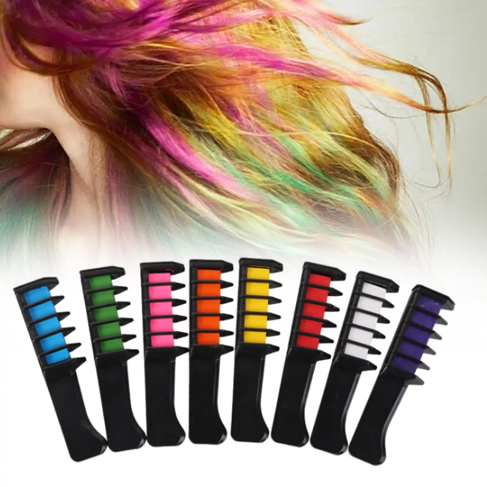 

12x Disposable Dye Hair Combs DIY Trendy Hairstyles Temporary Hair Chalk Comb for Birthday Party Costume Dress up Cosplay Makeup