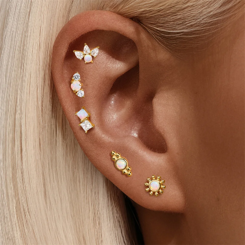 Aretes Planos Sin Rosca Hipoalergénicos, Aretes De Plata Para Mujer, Aretes De Hilo Para Piercing De Helix, Tragus, Concha, Joyería, 18 Calibre Arete De Cartílago, Titanio, Circonia Cúbica