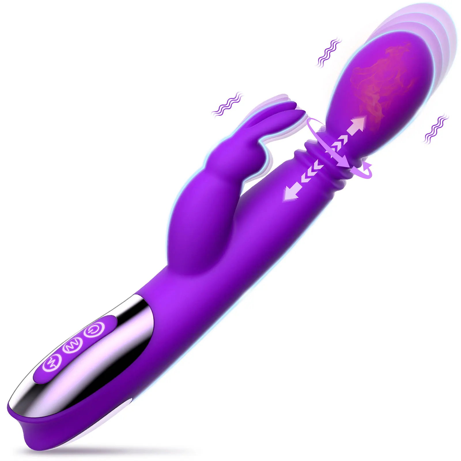 3 In 1 Thrusting Rotating Vibrating Rabbit Vibrator for Women Heated  Sex Toy Silicone 10 Modes Female Masturbation Device