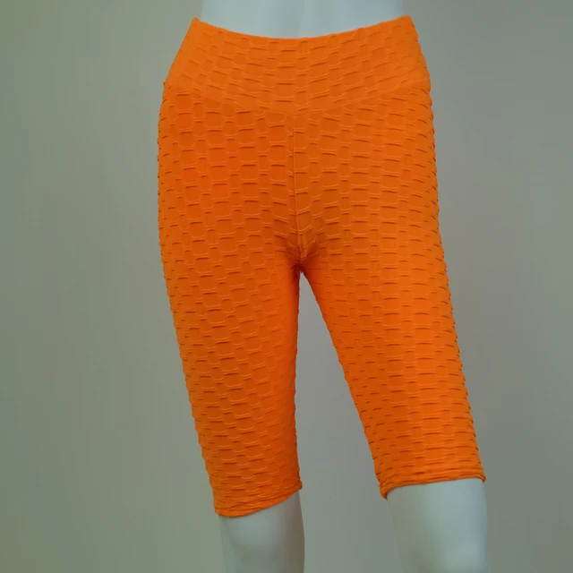 Tight yoga shorts women's high waist hip lift workout shorts bubble jacquard shorts women's pants orange