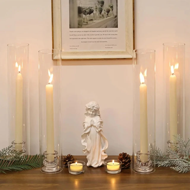 20pcs transparent candle holder, hurricane glass candle holder, used for decorating the center of the dining table, wedd