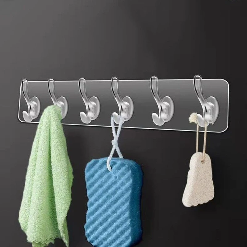 Transparent 3-6 Row Hooks Traceless Powerful Sticky Hooks Wall