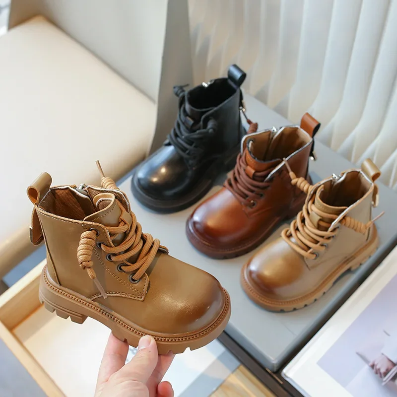 

Children's Fashion Boots for Boys Girls Fashion Children Ankle Snow Boots Rubber Sole Autumn Warm Winter Side Zipper Kids Shoes