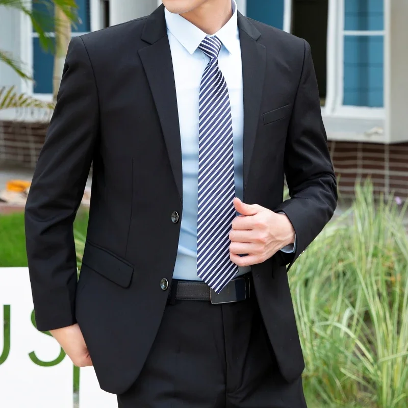 Suit (Blazer+pants) Men Fashion Business Gentleman Italian Style Slim Solid Color Professional Suit Wedding Groom Best Man Suit