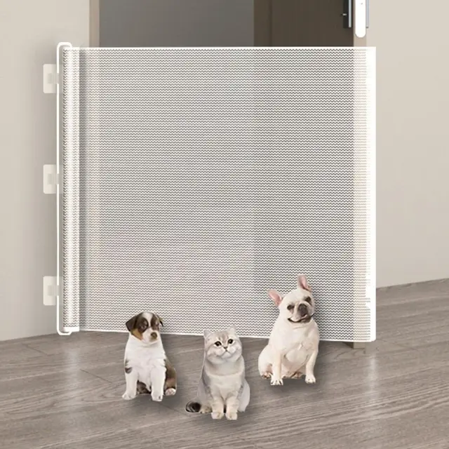 Adjustable Pet Mesh Isolation Net Reinforced Anti-Escape Retractable Pet Gate Multi-purpose Double Lock Safety Barrier for Cat