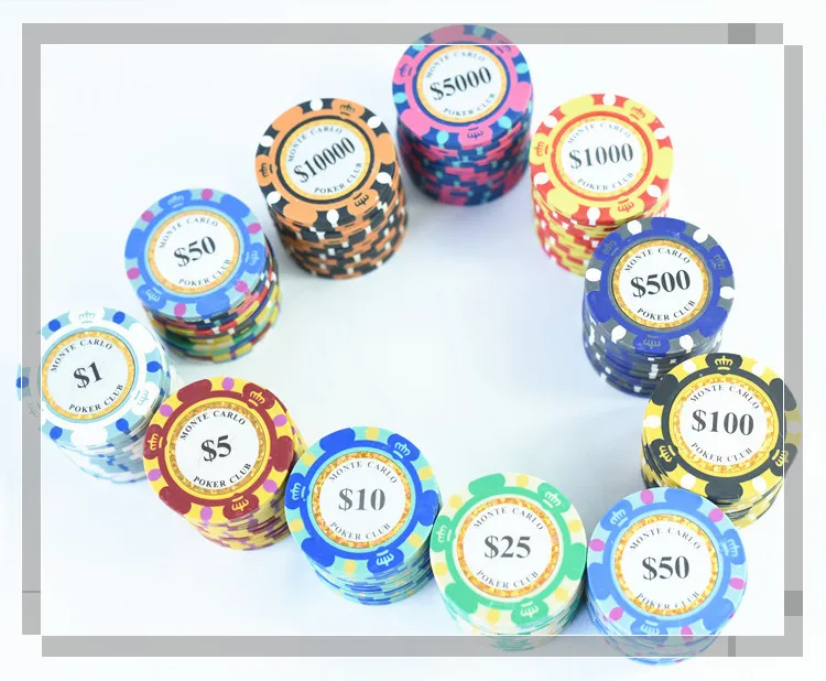 Monte Carlo Coins 10pcs Golden Clay Poker Chips