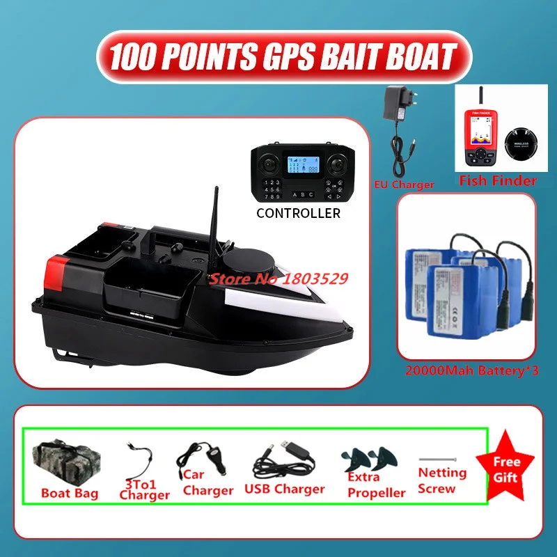 Professional GPS 100 Positioning Point 500M RC Nest Bait Boat 100 GPS Point 3Hopper Cruise Auto Reurn Fishing Boat Nest remote control boat