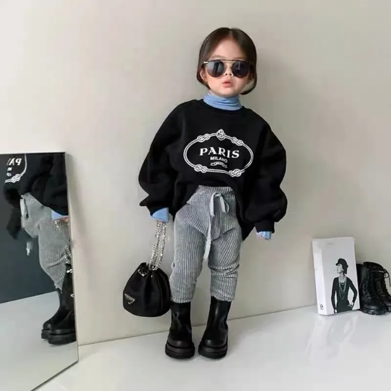 Fashion Children Hoodie Infant Toddler Baby Girl Boy Sweatshirt Fleece Casual Letter Print Top Outfit 1-10Y