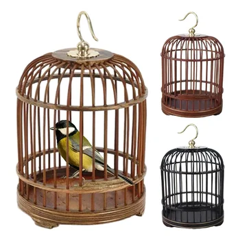Wood Carved Bird Cage Small Animal Bug Cricket Pet Home Insect Storage Basket Grasshopper Feeding Container Cockroach Cage Baske
