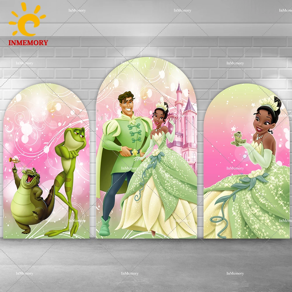 Princess Tiana And The Frog Theme Girl Birthday Arched Chiara Fondali Doubleside Cover Elastica Baby Shower Photo Background