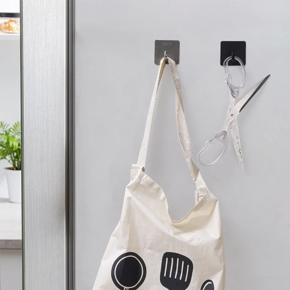 Self Adhesive Hooks 10/1PCS Stainless Steel Wall Mounted Waterproof Strong Adhesive Stickers Bedroom Kitchen Bathroom Home Storage Hangers