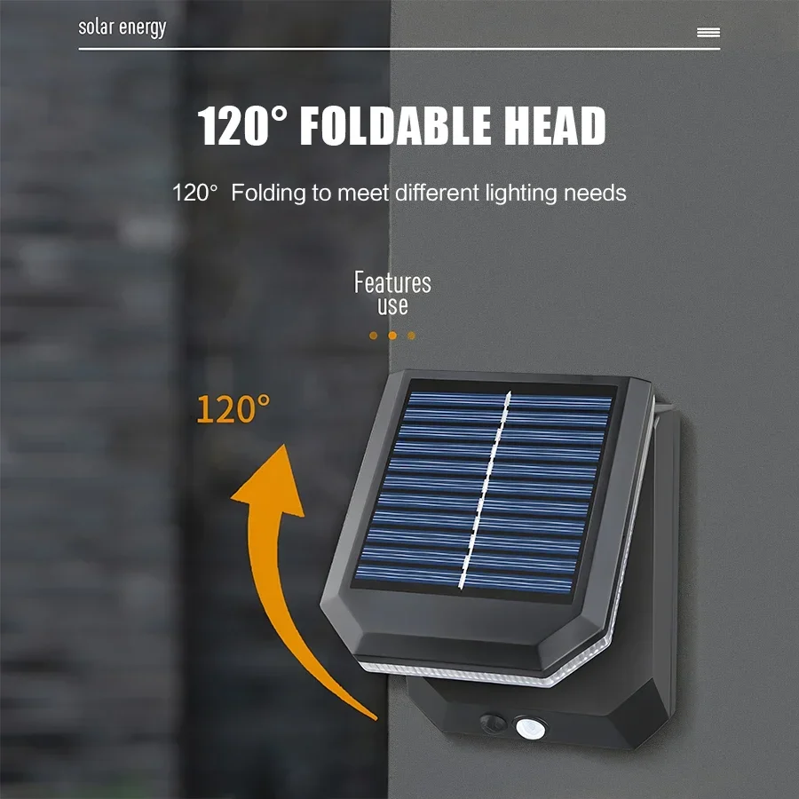 Solar Light 120&deg; Foldable LED Outdoor Wall Lamp Motion Sensor Remote Control 3 Modes Street Light Garden Decoration Lamp
