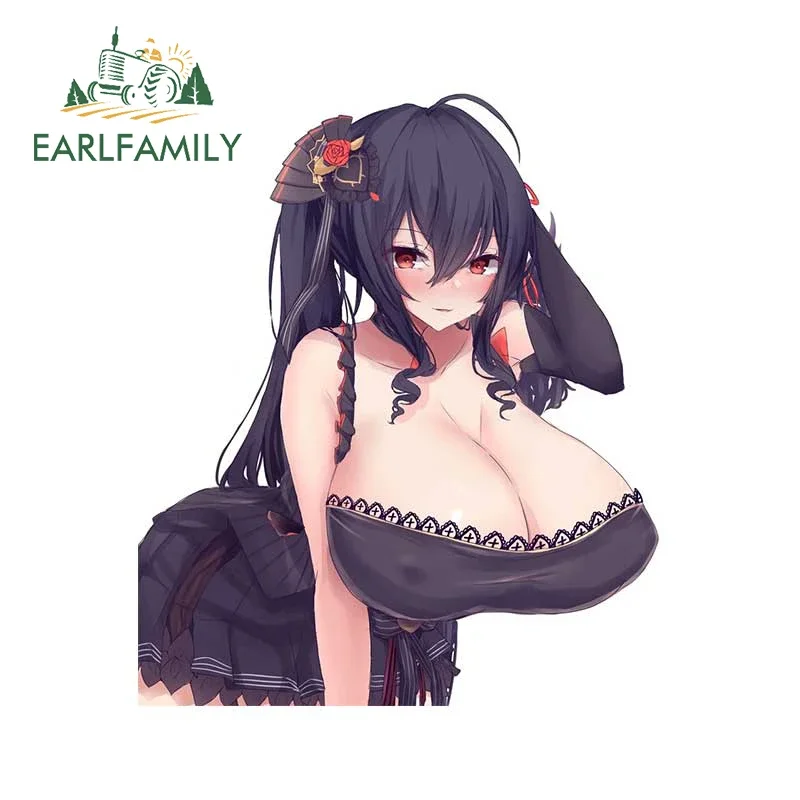 

EARLFAMILY 13cm x 11.1cm for Big Chest Anime Car Stickers Waterproof Personality Sunscreen Occlusion Scratch Car Accessories