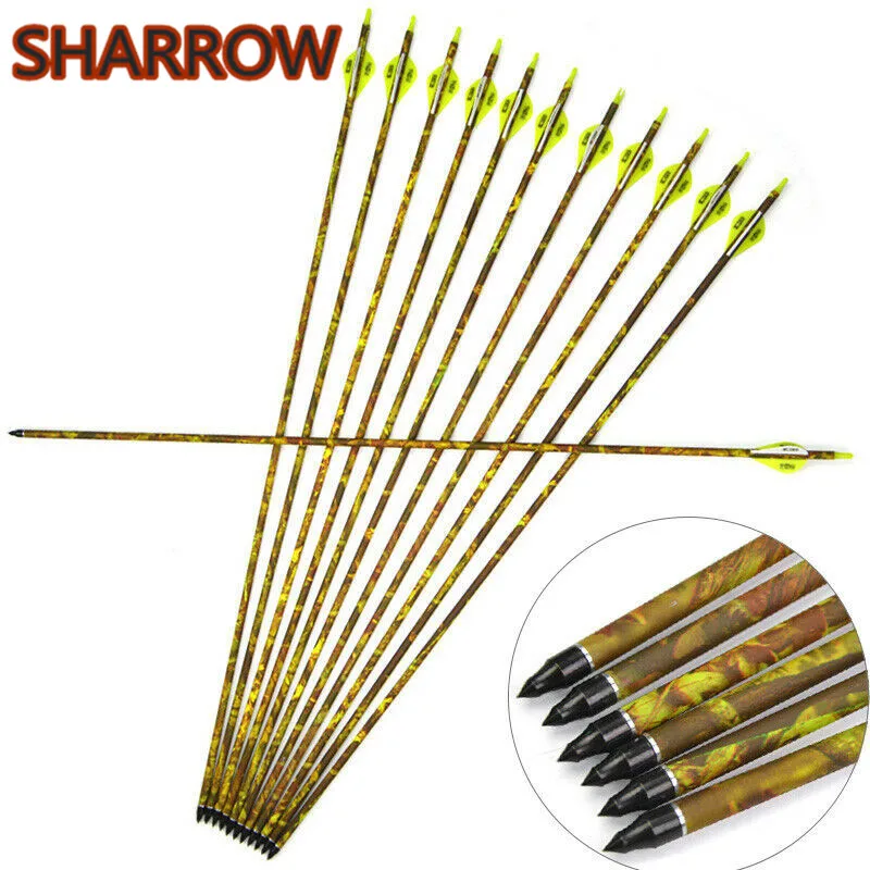 

6/12pcs 32" Archery Carbon Arrow SP 600 Hunting Carbon Arrows Replaceable Broadhead For Bow Outdoor Hunting Shooting Accessories