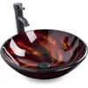 Artware Sink Bathroom Tempered Glass Vanity Round Bowl With Oil Rubber Bronze Faucet and Pop Up Drain Combo Countertop Furniture 1