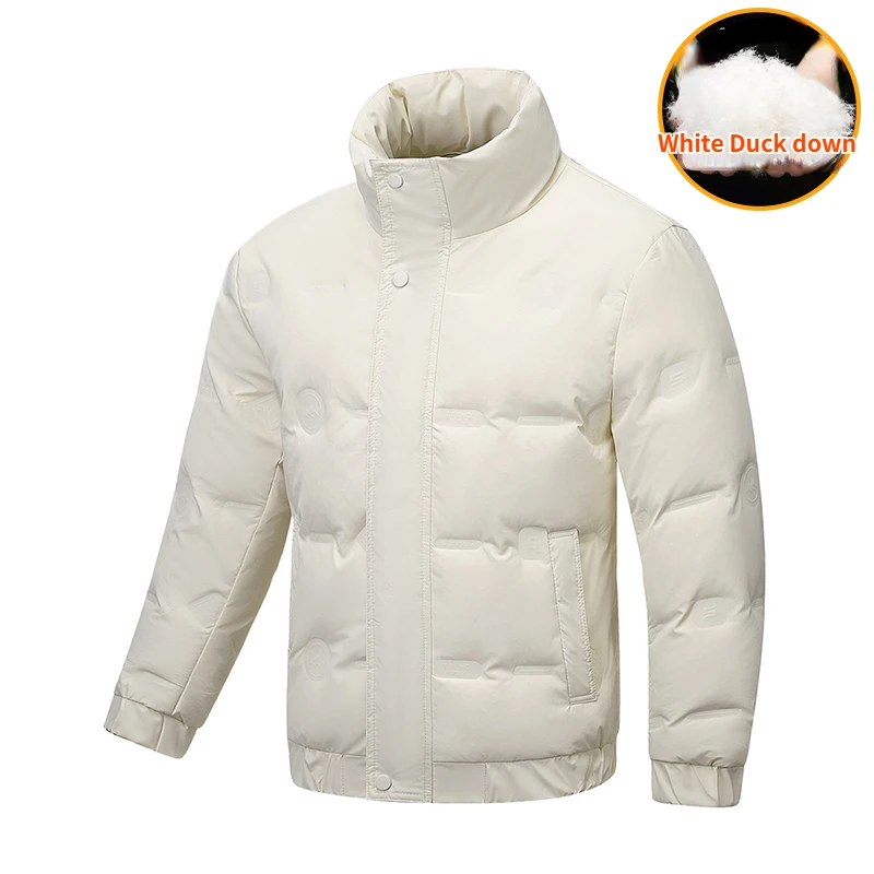 Winter Lightweight Down Jacket Men's Fashion Stand Collar Windproof White Duck Down Warm Coat Brand Clothing Men's Cold Jacket