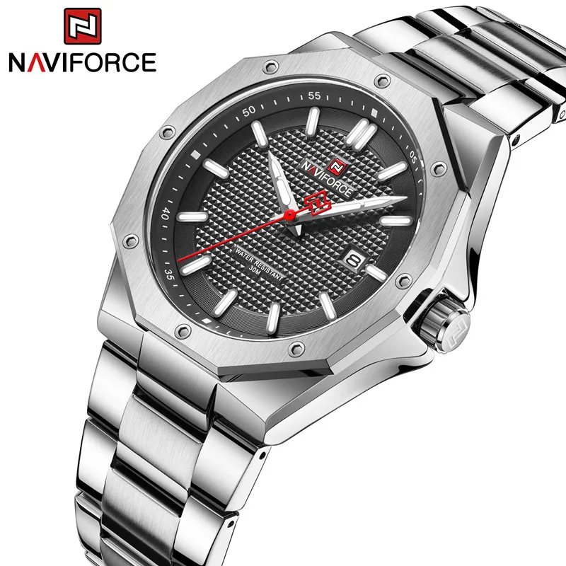 

Top Brand NAVIFORCE Mens Watches Stainless Steel 3ATM Waterproof Sport Date Business Quartz Wristwatch Relogio Masculino 2023