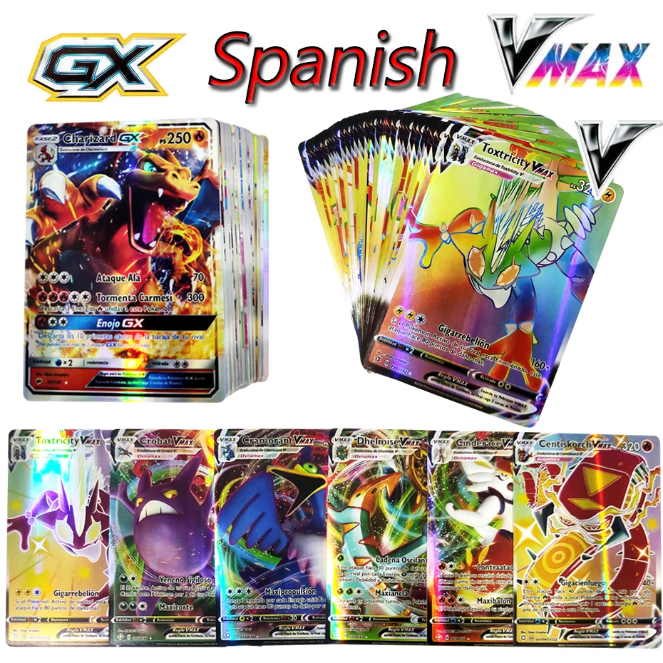 2021 новые карты Pokemon в испанском стиле команда GX VMAX Charizard голографические