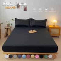 Elastic Edges Cotton Fitted Sheet Breathable Mattress pad Protector Bedspread Cover for Single/Double/King/Queen Bed 160×200