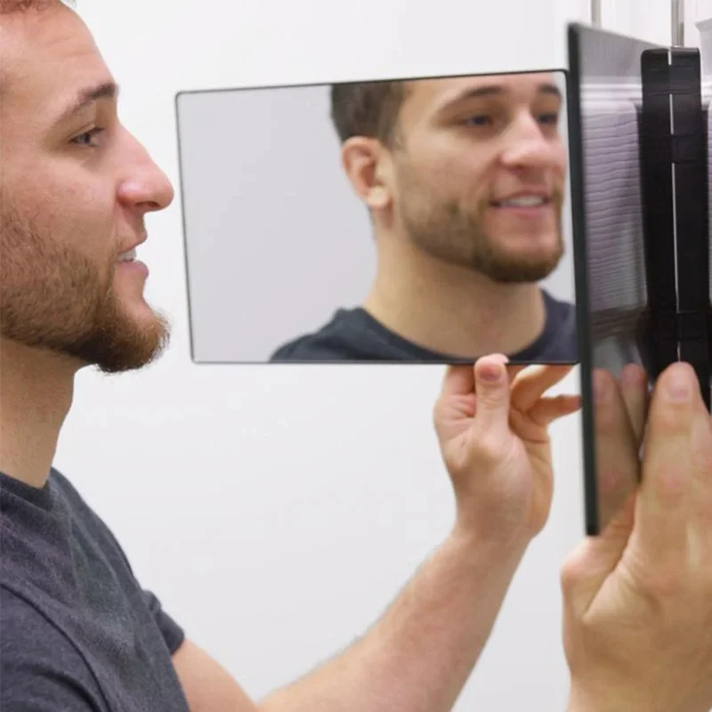 Haircut Mirror 3 Way For Self Hair Cutting 360&deg; With LED Light Trifold Rechargeable With Height Retractable Adjustab