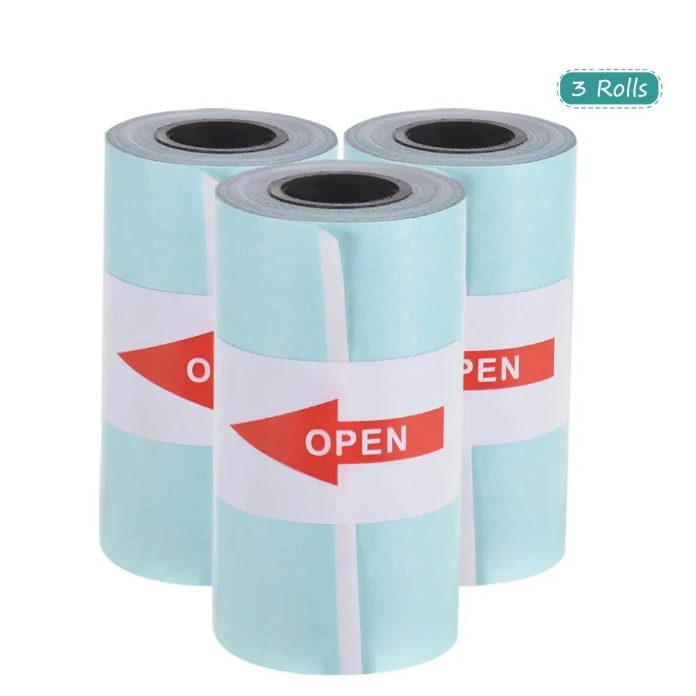 Thermal Paper Roll 3 Roll Printable Sticker Paper Direct Thermal Self-adhesive 57*30mm for PeriPage A6 Pocket Thermal Printer