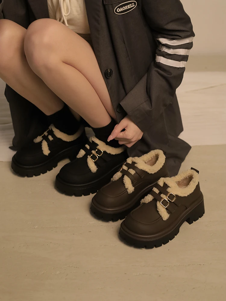 

Casual Woman Shoe Clogs Platform British Style All-Match Round Toe Female Footwear Oxfords New Creepers Preppy Dress Leather