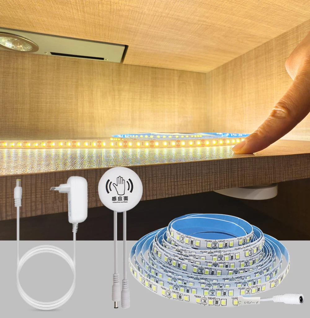Description Picture 2 of itemPenetrable Wood Touch Sensor Led Strip Light Dimmable 1M 2M 3M 4M 5M 12V Lamp Tape for Kitchen Closet Backlight Cabinet Lighting