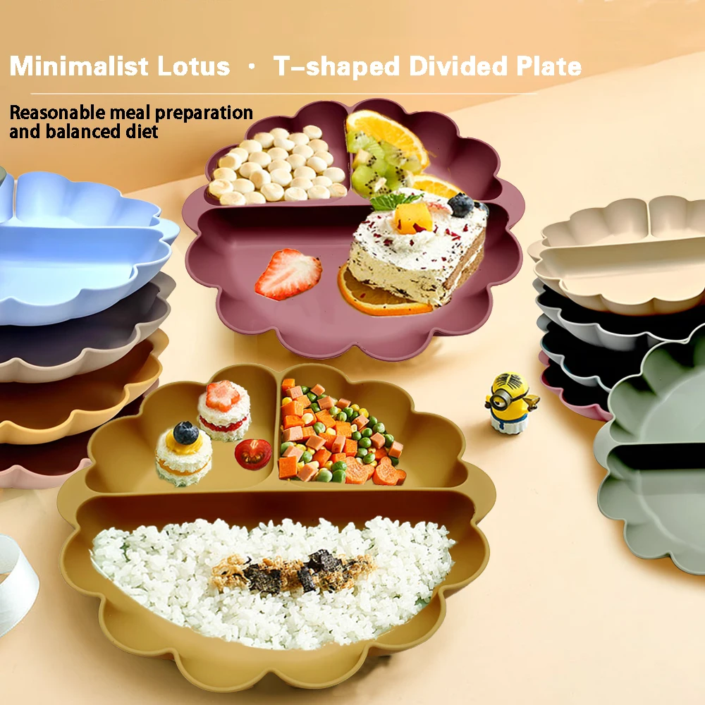 Children's silicone tableware strong suction plate baby eating feeding training bowl environmental protection easy to clean