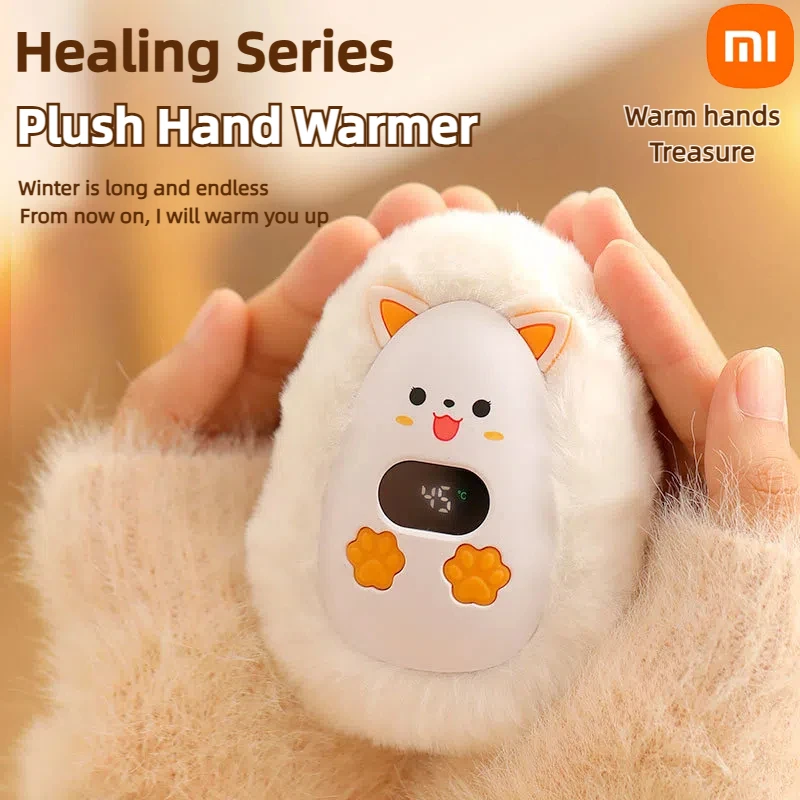 Xiaomi Cartoon Plush Portable Hand Warmer Mini Digital Display Temperature Adjustable Long Lasting Warmth Winter