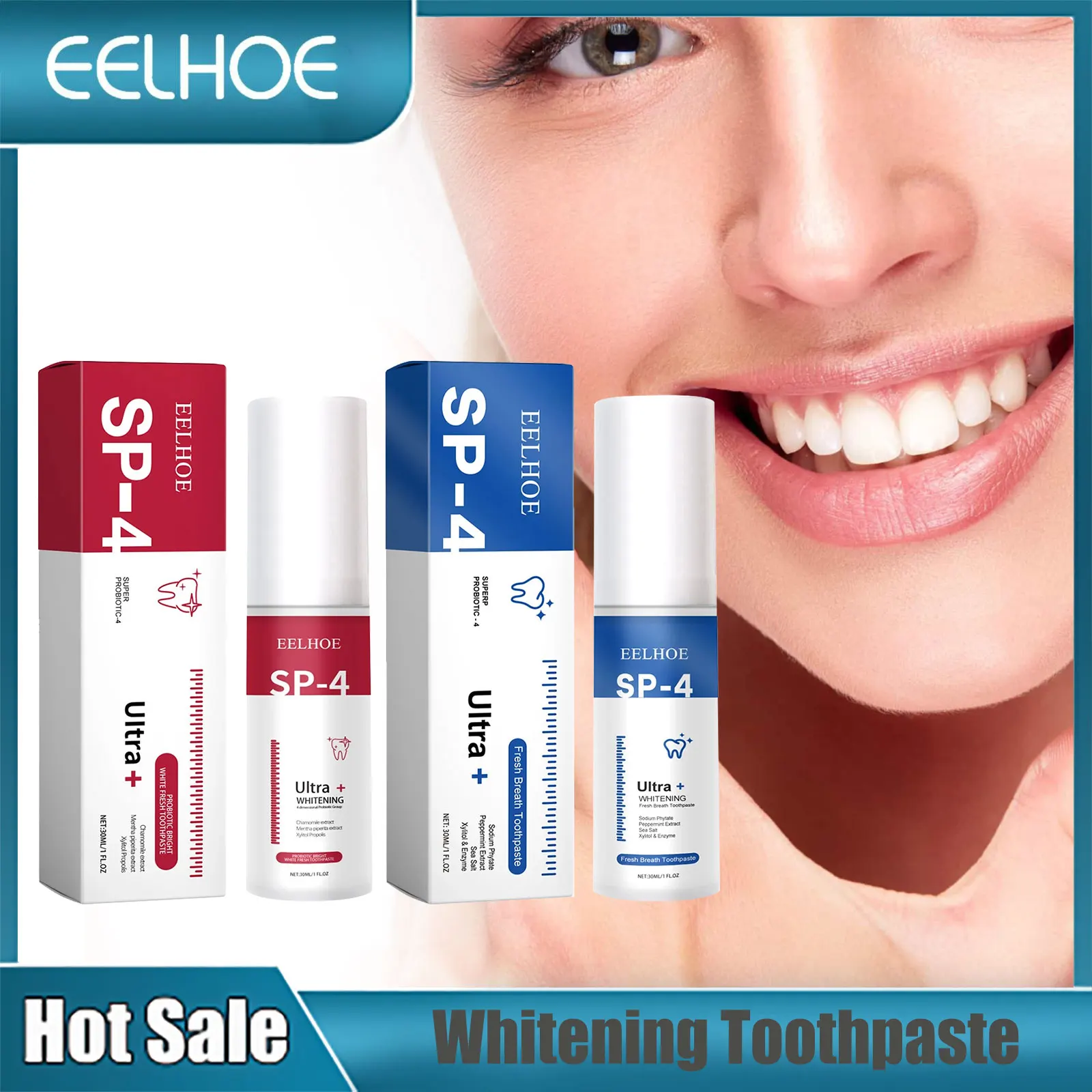 

EELHOE Whitening Toothpaste Sp4 Ultra Whitening Teeth Plaque Remover Teeth Decay Repair Fresh Breath Brightening Toothpaste 30ml