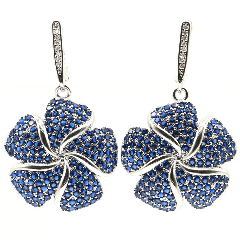 10g Real Customized 925 SOLID STERLING SILVER Earrings Flowers Shape Sapphire Black Sapphire Spessartine Garnet Tanzanite Woman'