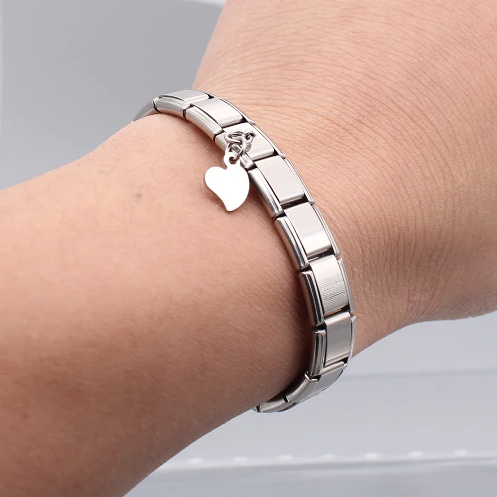 Hapiship 1Pcs 9mm Width Original Daisy Elephant Heart Dog Love high-end charm fit bracelet Stainless Steel jewelry making DJ34 charm bracelet