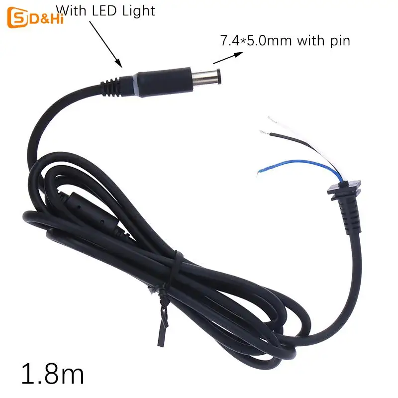 

Suitable For Dell HP Laptop Charger Adapter Black Pin 7.4 X 5.0mm With Led Light 1.8M Copper DC Tip Plug Connector Cord Cable