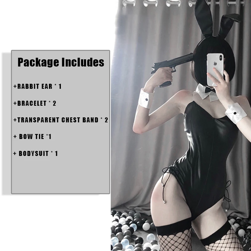 anime outfits female Sexy Lingerie Kawaii Cosplay Bunny Costume Sexy Cute Bunny Girl Faux Leather Material Rabbit Woman Set Anime Cosplay Costume anime cosplay Cosplay Costumes