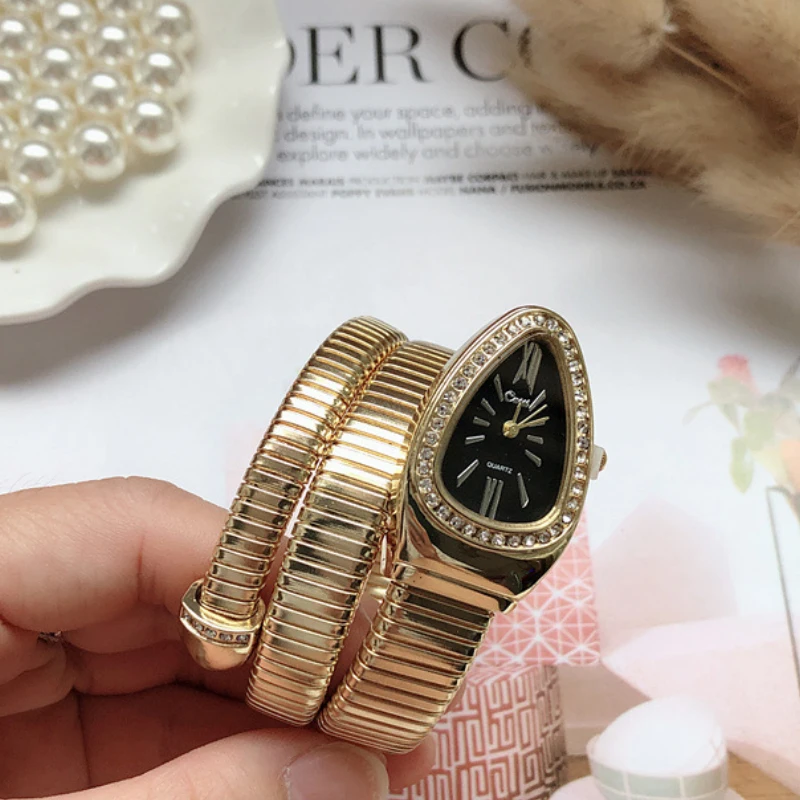 Women Luxury Brand Watch Snake Quartz Ladies Gold Watch Diamond Wristwatch Female Fashion Bracelet Watches Clock reloj mujer