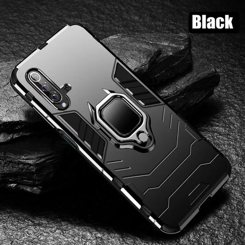 Luxury Armor Ring Case with Car Adsorption Magnetic Holder and Stand Coque Cover