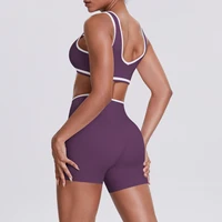 Women Two Piece Gym Workout Set Female Bra Yoga Sets 2ps Shorts Fitness Wear Women Quick-Dry Camisole Sports Bra Suits - Image 3