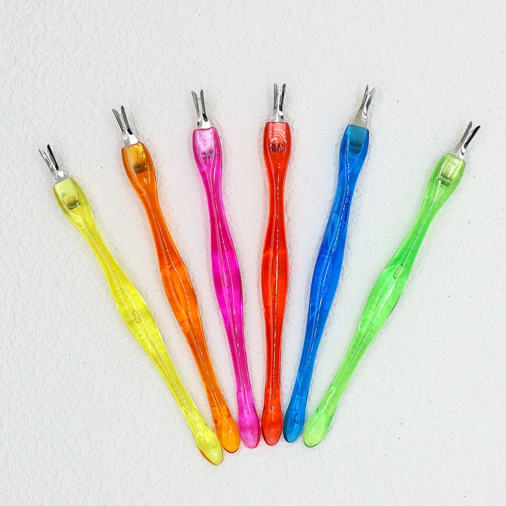 10Pcs Plastic Handle Cuticle Pusher Dead Skin Remove Pusher Nail Trimmer Stainless Steel Manicure Tools Dead Skin Fork Nail Care