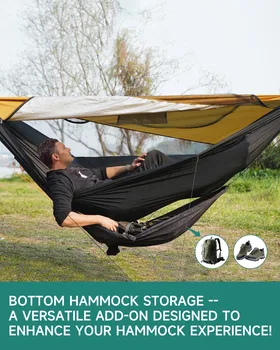 Outdoor 2-in-1 sunshade double-person anti-rollover mosquito-proof hammock, camping quick-opening hammock, with storage hammock