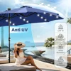 15ft Double Sided Patio Umbrella with Solar Lights, Large Market Umbrellas with Base Included, Crank Handle and 36 LED Lights 3