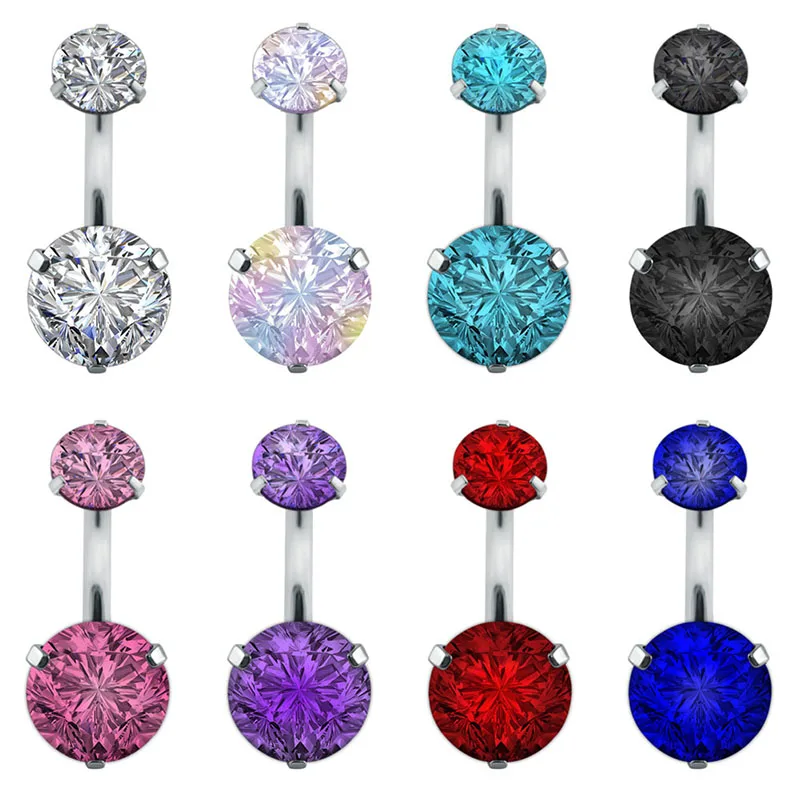 Belly Button Piercing Jewelry Double Fashion Crystal Flower Belly Button Rings AAA Zircon Surgical Steel Body Jewelry Sexy Navel Piercing Ombligo piercing jewelry body piercing jewelry body jewelry belly button piercings