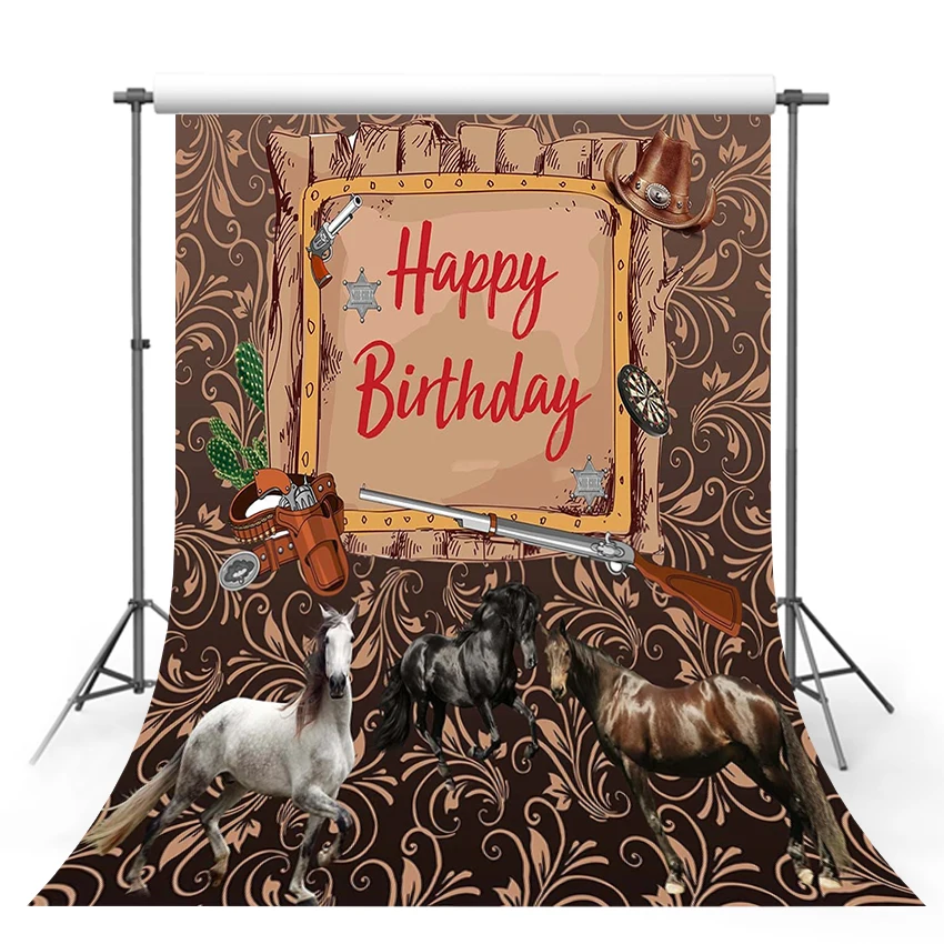 

Cowboy Photo Backdrop Kids 1st Birthday Baby Shower Rodeo Party Sport Game Horse Photography Background Cowgirl Photo Studio