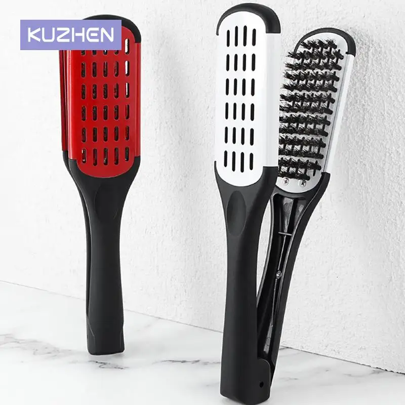 

24cm Hair Straightening Comb Double Sided Hair Brush Clamp Hairdressing Natural Fibres Bristle Hair Comb Hairstylig Tools
