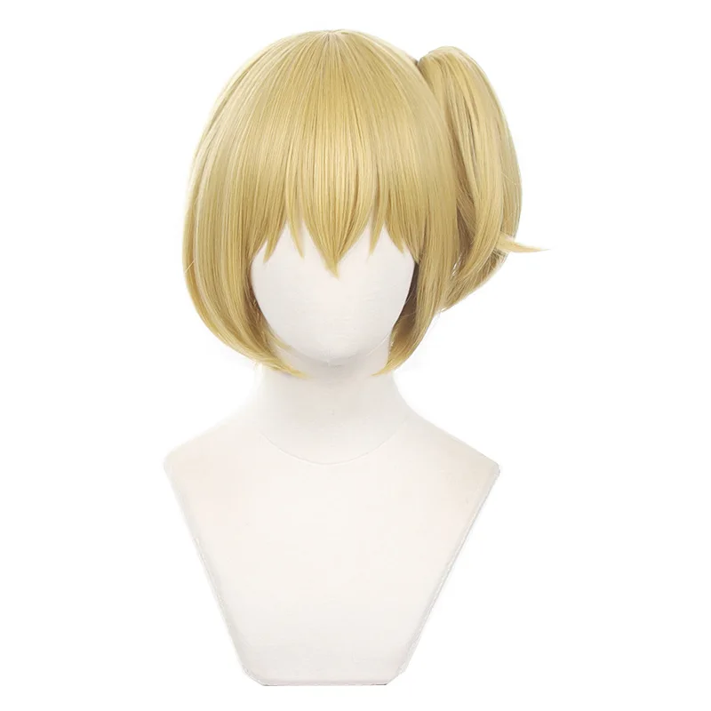 

Yachi Hitoka Cosplay Wig Anime Haikyuu!! karasuno Hitoka Yachi Short Blonde detachable Ponytail Hair Women Wig + Wig Cap