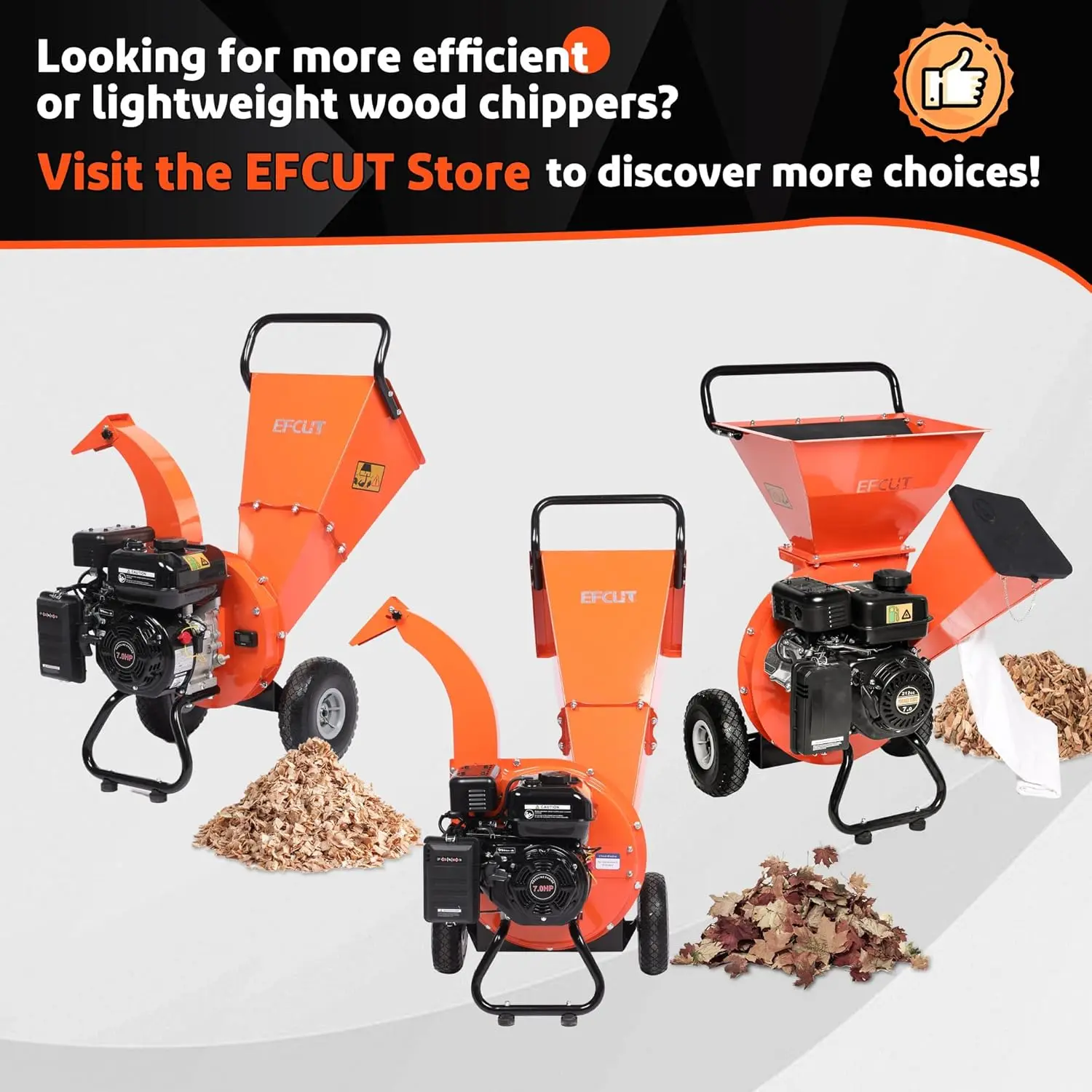 Wood Chipper Shredder Mulcher Heavy Duty 7HP Gas Powered 3 in 1 Multi-Function 3